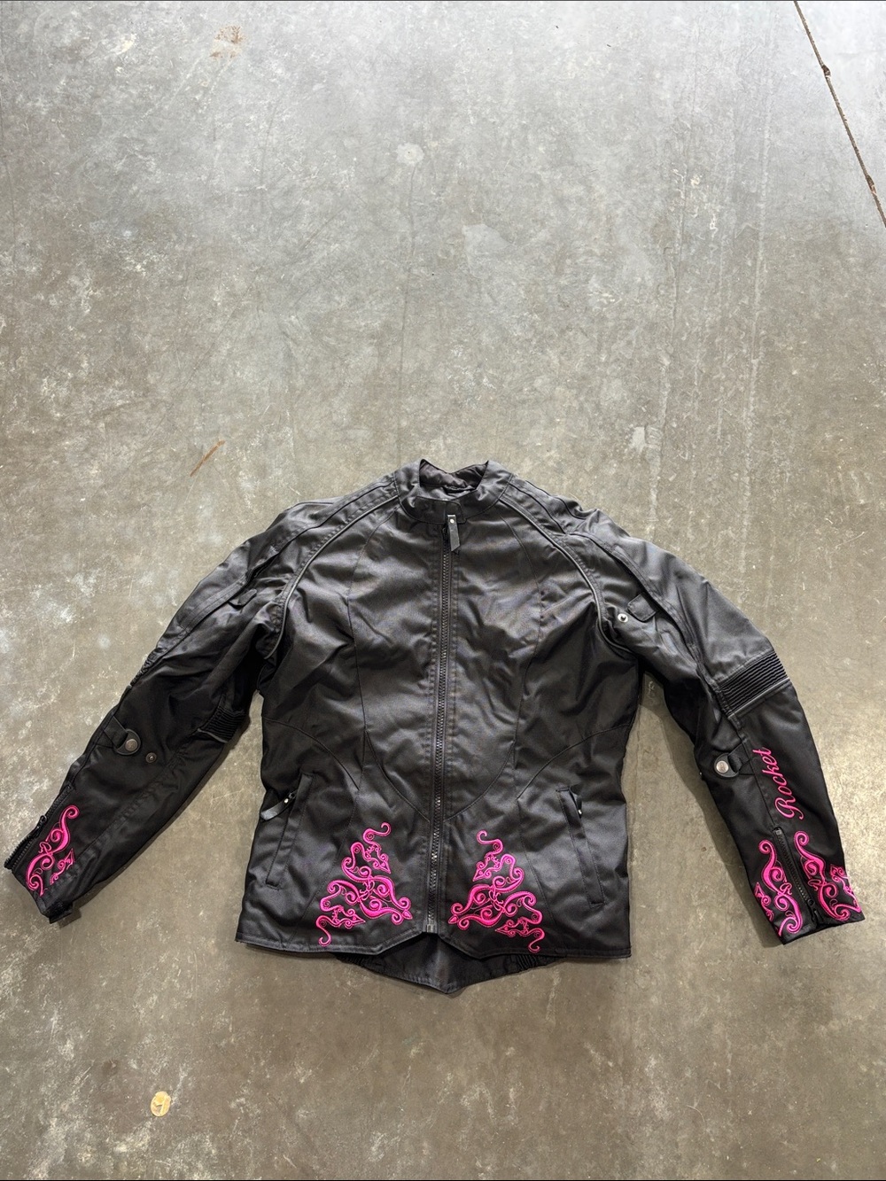 Joe Rocket Women’s Black Pink Motorcycle Riding Jacket Embroidered Size Medium